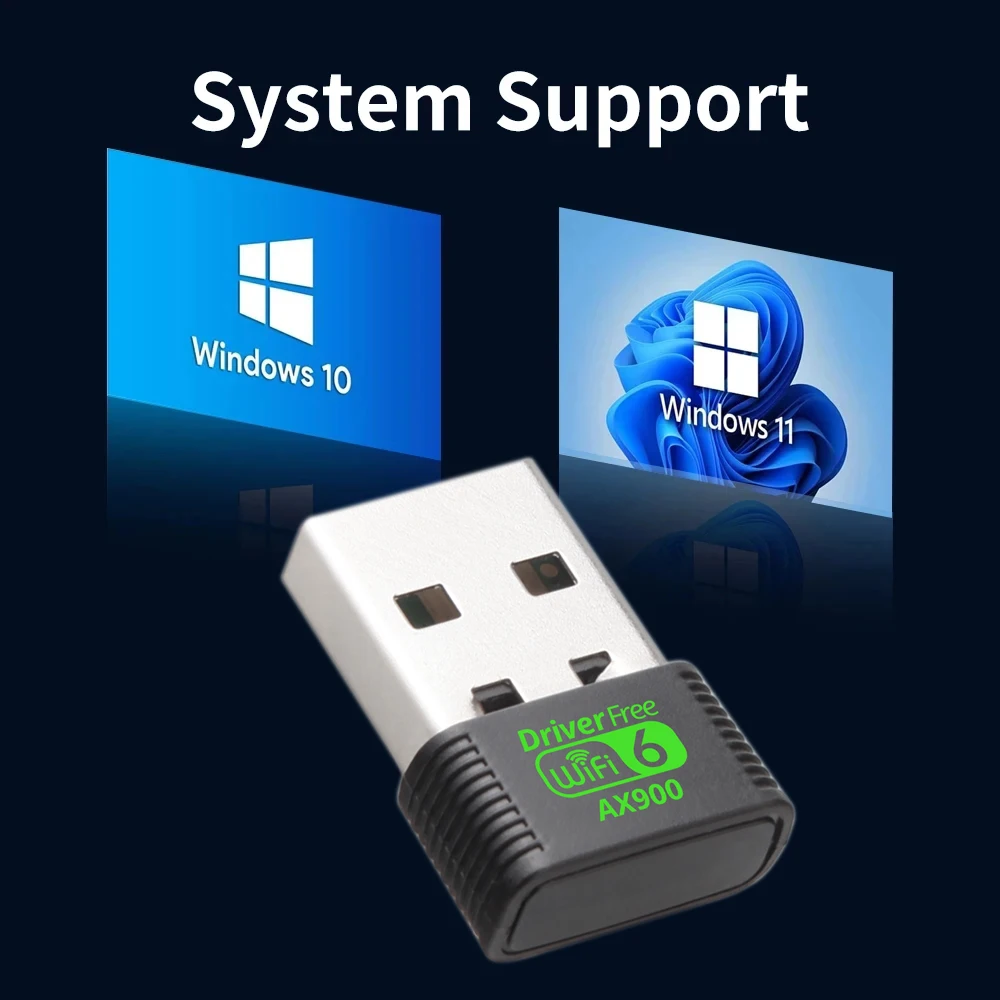 USB WiFi 6 어댑터 동글 AX900 듀얼 밴드 2.4G/5GHz USB WiFi 네트워크 무선 수신기 드라이버 무료 Windows 10/11