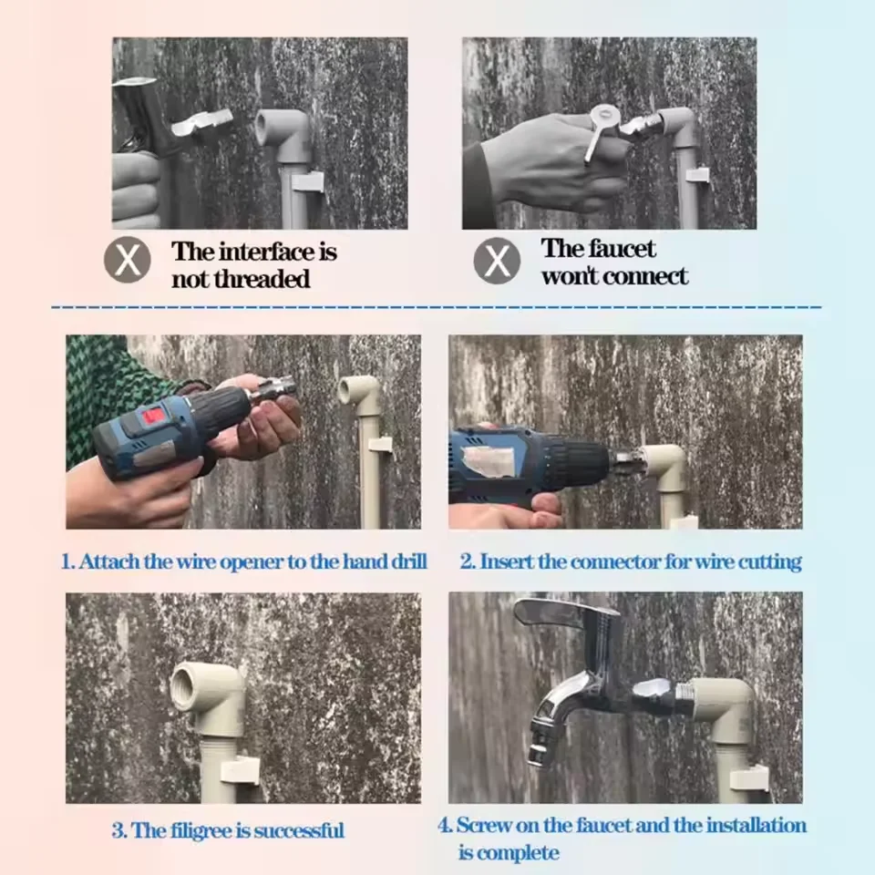 Electric Drill Water Pipe Threader High-Speed Steel Rustproof Corrosion Resistant Faucet Installation Pipe Threader Accessories