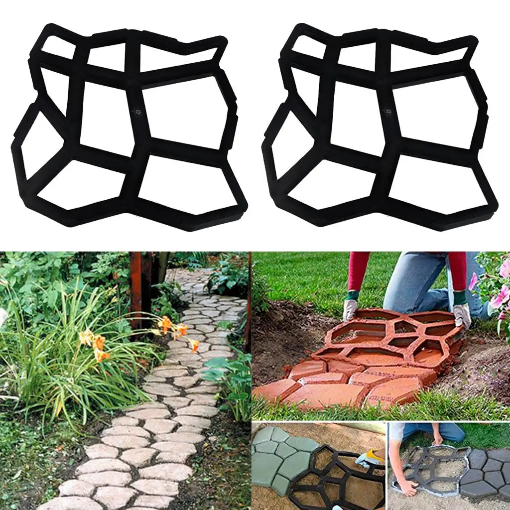 2 Pieces Plastic Garden Paving Mould-for Garden Walk Way Pathways Patio Decorative Stones-35x35cm