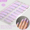 Harunouta Gradient Auroras Semi Cured Gel Nail Strips Sparkly Shinning Gel Polish Stickers for Nails Work with UV LED Nail Lamps 3