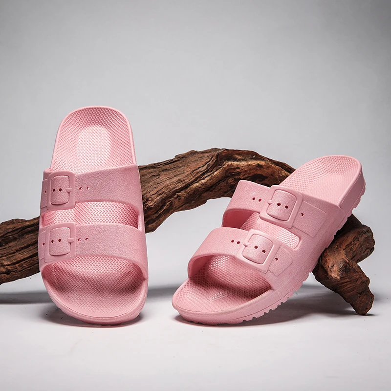 2024 Summer Kid Slippers Sandals Boy Girls PVC Flats Soft Bottom Girls Kids Trend Double Buckle Slides Beach Shoes For Children 3