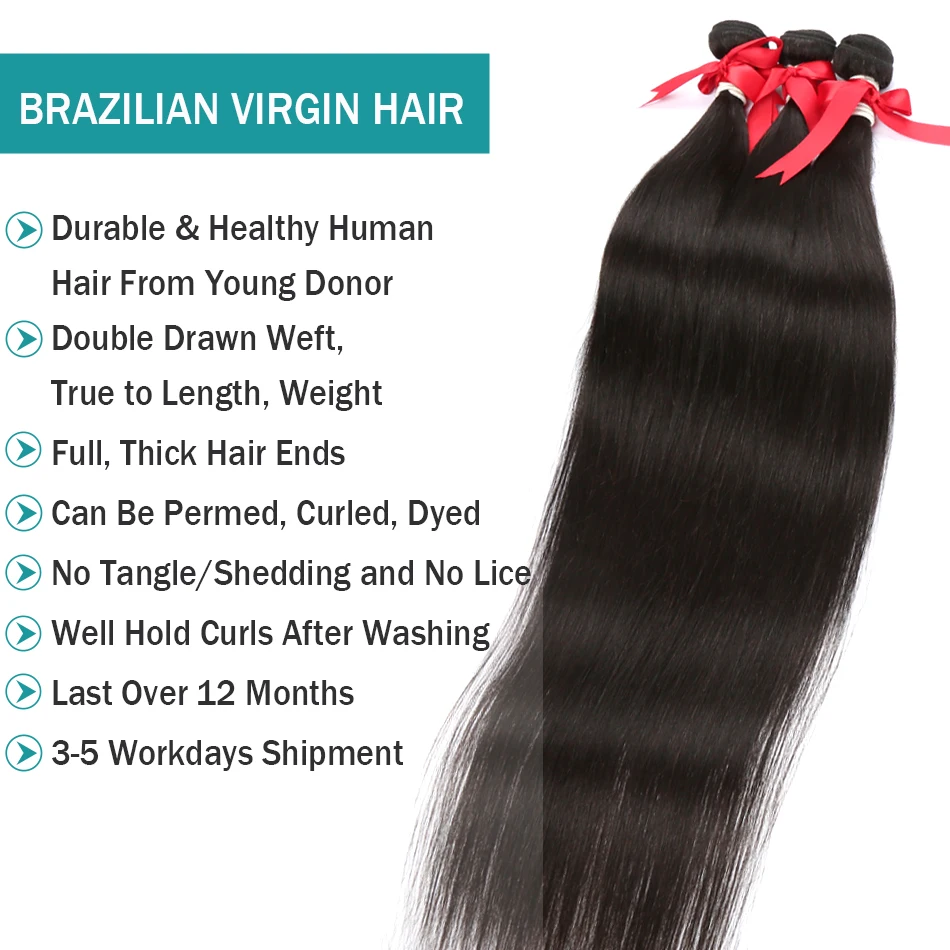 MELODIE Bone Straight Human Hair Weave Bundles Natural Black 30 40 Inches Human Hair Extensions Brazilian