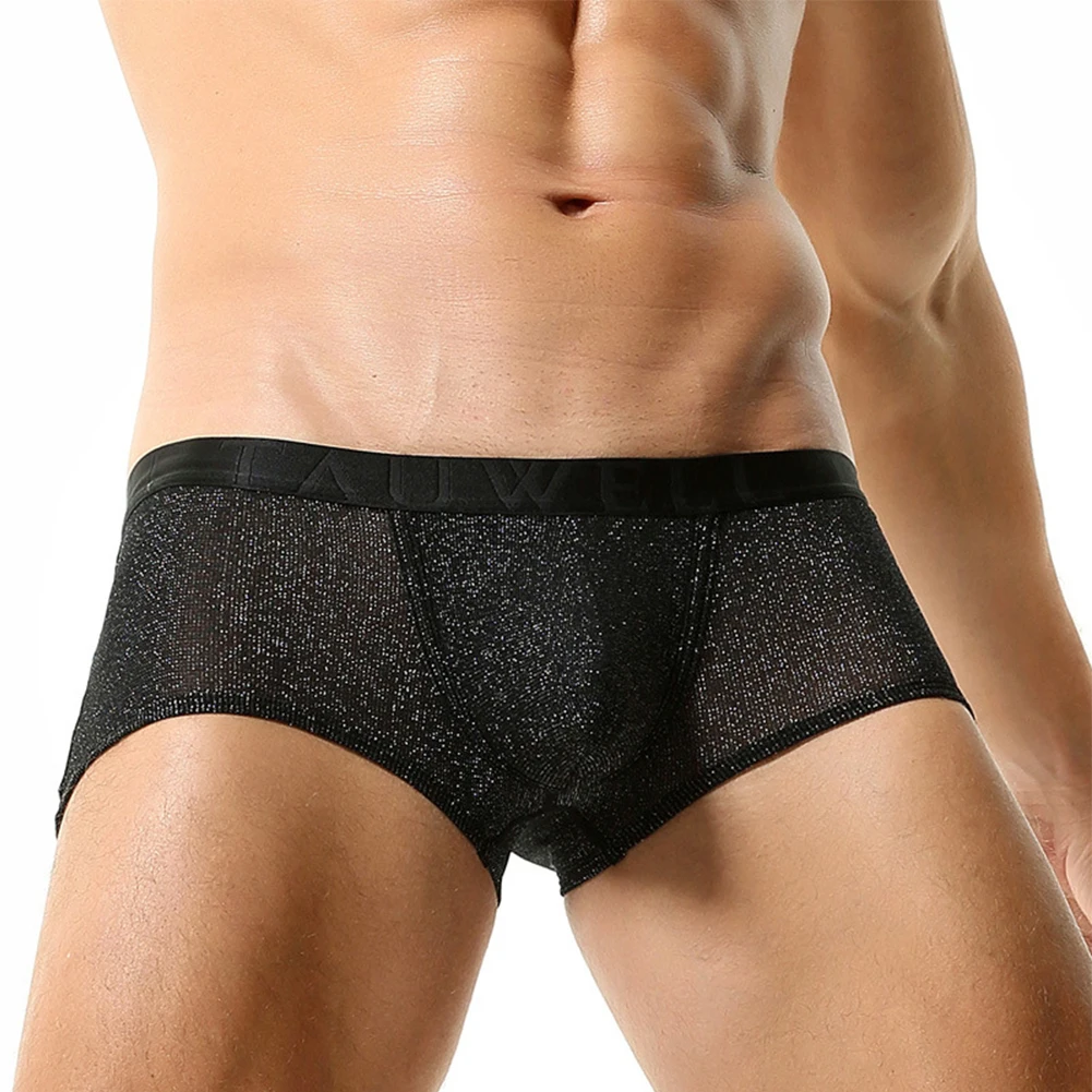 

Mens Boxer Shiny Mesh Transparent Underwear U Convex Pouch Briefs Shorts Mesh Soft Sexy Breathable Underpants Slip Homme