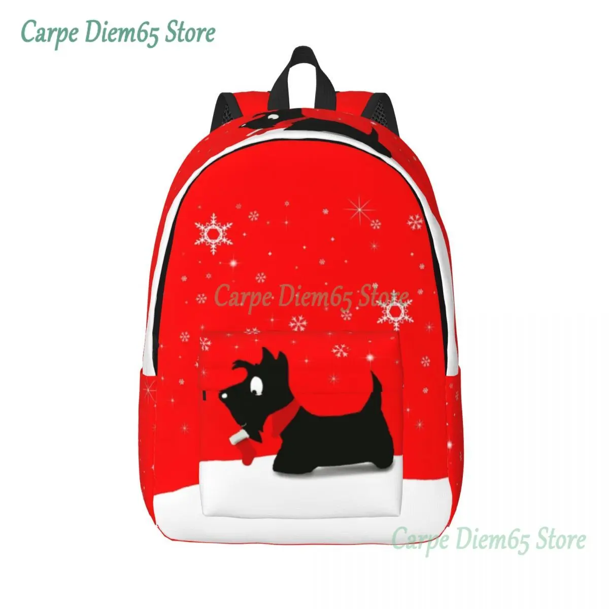 

Holiday Scottie Dog Canvas Backpack for Women Men Waterproof College School Scottish Terrier Bag Printing Bookbags