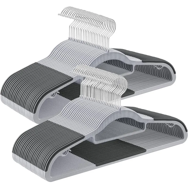 Pack of 50 Coat Hangers,Heavy-Duty Plastic Hangers with Non-Slip Design, 0.2 Inches Thickness, 360° Swivel Hook,16.5 Inches Wide