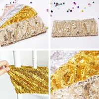 10pcs Stretchy Sequin Chair Sashes Sparkly Gold Sash Band for Banquet Wedding Party Home Outdoor Chair Cover Sash Decorations 4