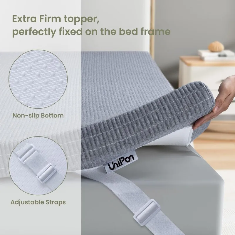 4 Inch Extra Firm Mattress Topper Twin, Firm Memory Foam Mattress Topper for Pressure Relief, Pad with Removable