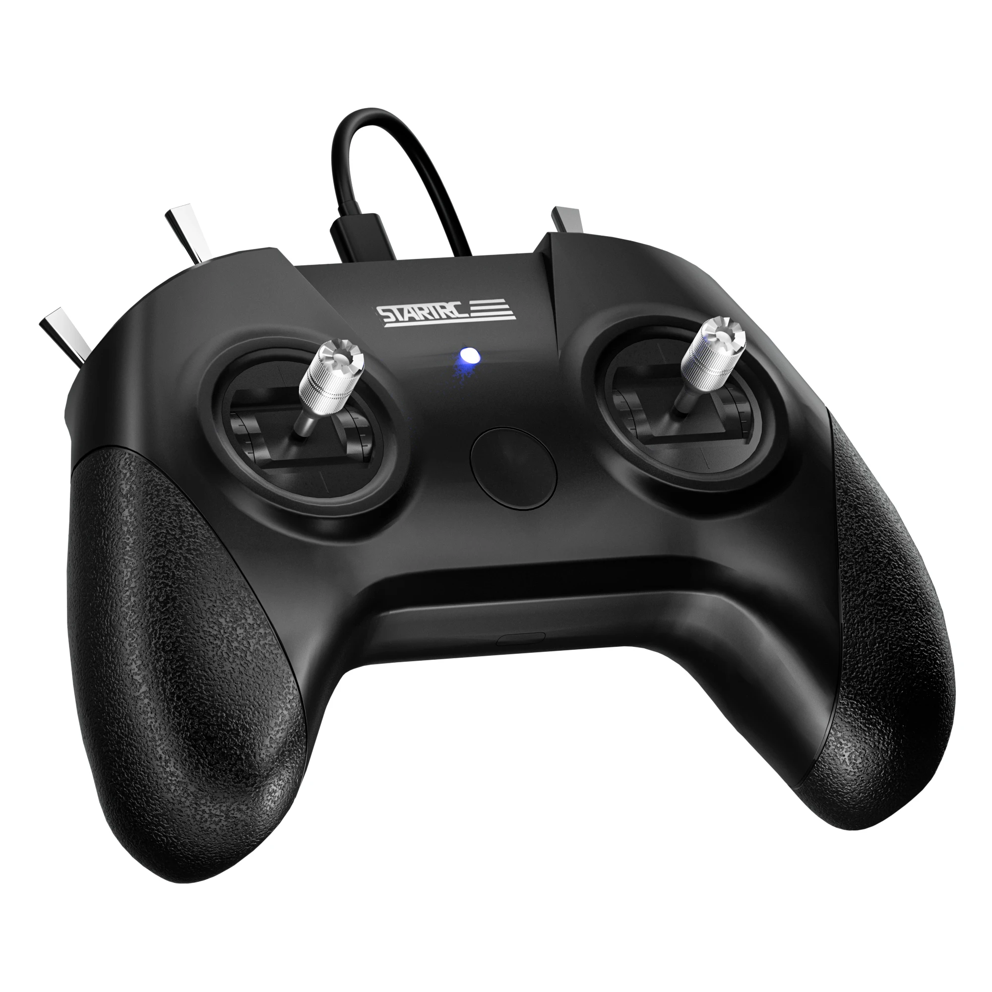 Détail de l'accélérateur non centré sur le Contrôleur Simulateur Drone FPV S8, permettant un contrôle précis