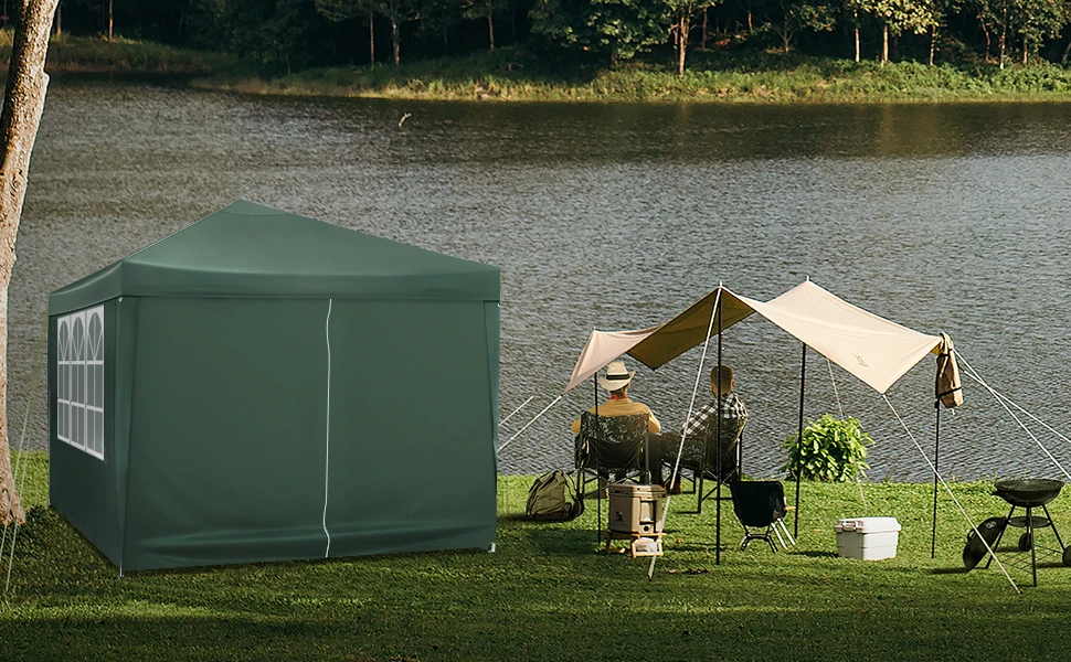 WOLTU Faltbares Gartenzelt mit Überdachung, 3 x 3 m, wasserdicht, UV-Sonnenschutz, mit Tragetasche, Sonnenschutz, Camping-Pavillon, Pavillon – Detail 13