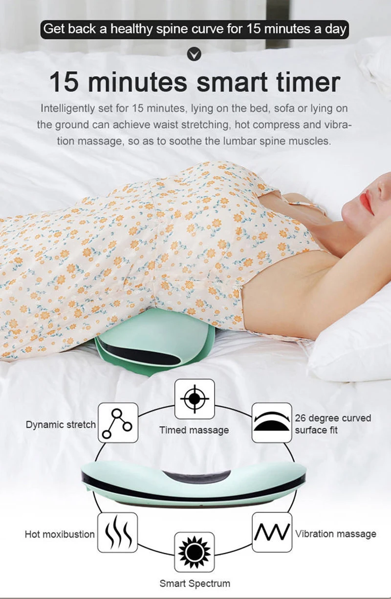 Έξυπνη ηλεκτρική συσκευή οσφυϊκής έλξης, μασάζ μέσης, φουσκωμένο φορείο πλάτης, μασάζ με δόνηση, θερμότητα, ανακούφιση από τον πόνο στην ισχιαλγία, δώρα_voghion.com