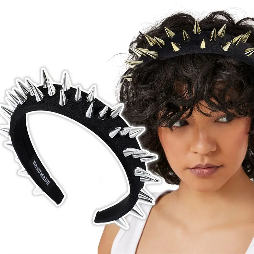 

Rivets Headwear Fashion Punk Goth Golden Headdress Silver Headband Cosplay