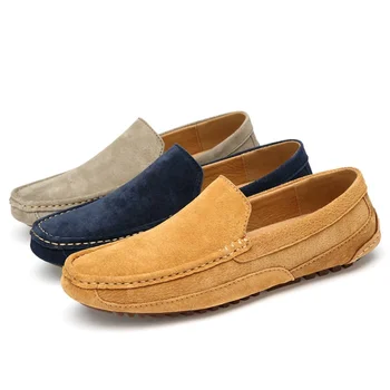 Mocassini da uomo in pelle scamosciata Scarpe casual di lusso Scarpe da uomo leggere Mocassini Scarpe basse con suola morbida Scarpe da guida slip on fatte a mano 1