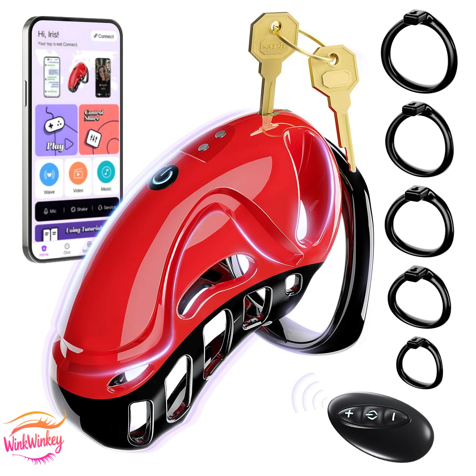 Remote Control Chastity Device - APP Controlled Vibrating Cage for Men, Adjustable Silicone Bondage Device, Adult Sex Toys for C