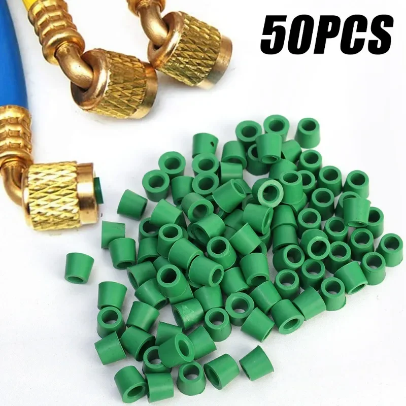 100/50pcs Air Conditioning Repair Kit 1/4'' Charging Hose 1/4'' Valve Gasket Manifold Seal Replacement Car Accessories