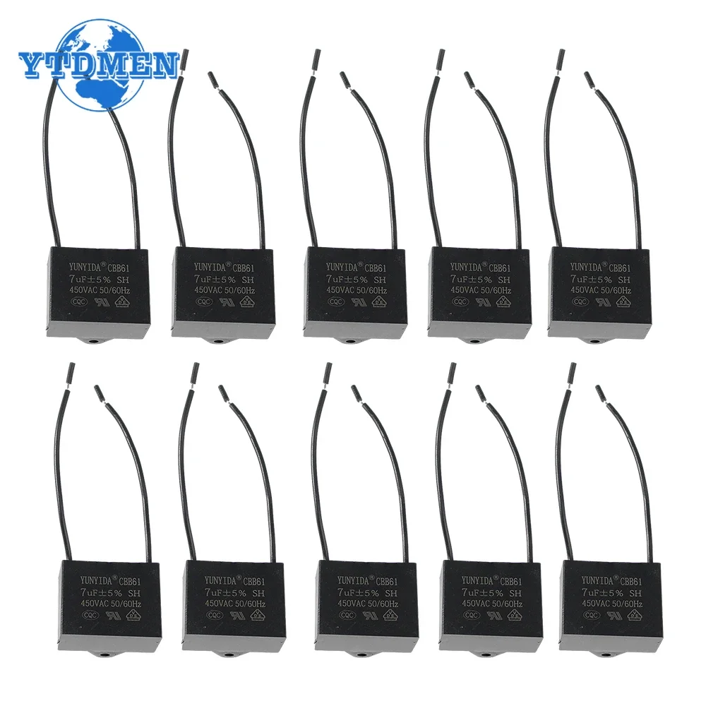 Motor Run Capacitor 1/5pcs CBB61 450V Start Capacitor 0.8/1/1.2/1.5/2/2.5/3/3.5/4/4.5/5/6/7/8/10UF Fan Ceiling Exhaust Motor