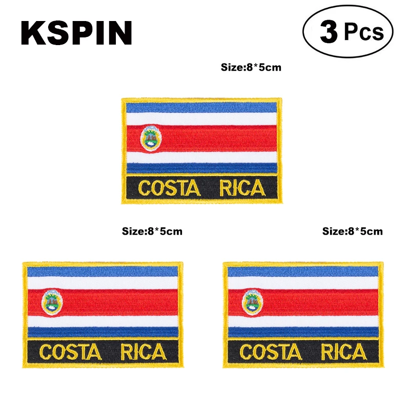 Costa Rica Rectangular Shape Flag patches embroidered flag patches