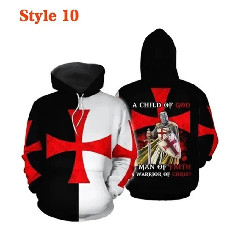 Felpa Con Cappuccio Uomo Cavaliere Templare – Stampata 3D, Modello Loose, Maniche Lunghe – Costume Medievale Per Feste E Cosplay