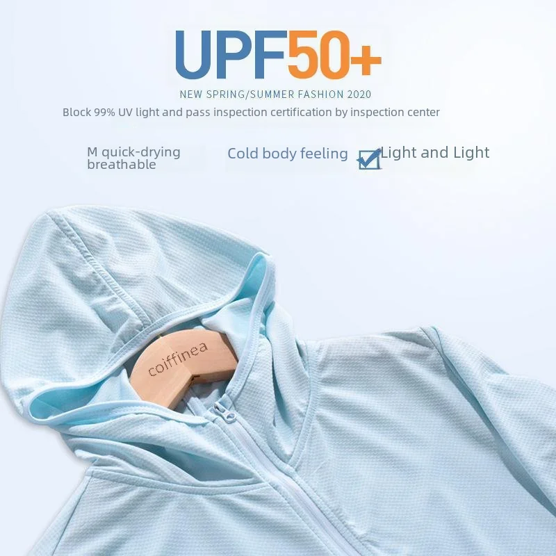 Upf50 햇빛 차단 니트 긴팔 아이스 실크 통기성 재킷, 러닝 스포츠에 적합, 남녀공용