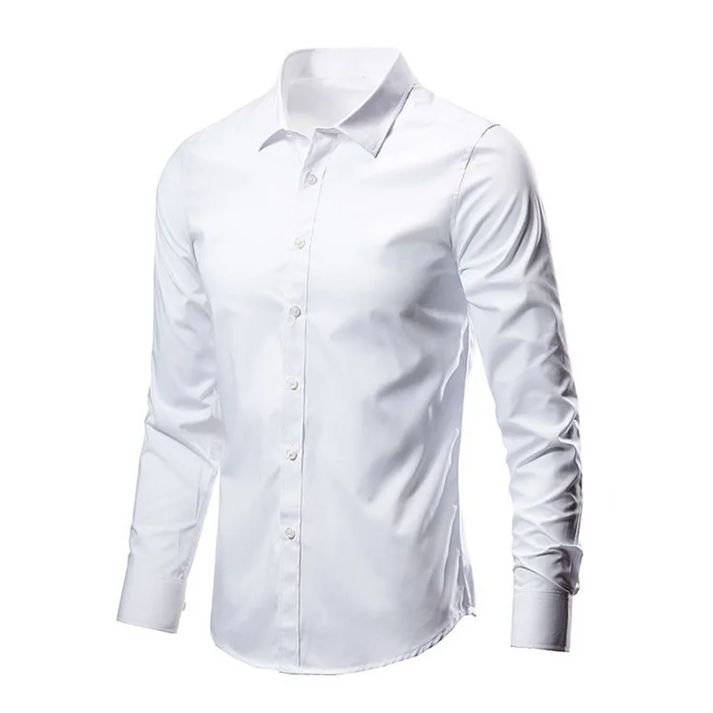 Fashion Lapel Button Solid Color All-match Shirts Men's Clothing 2023 Autumn New Oversized Casual Tops Long Sleeve Korean Shirt
