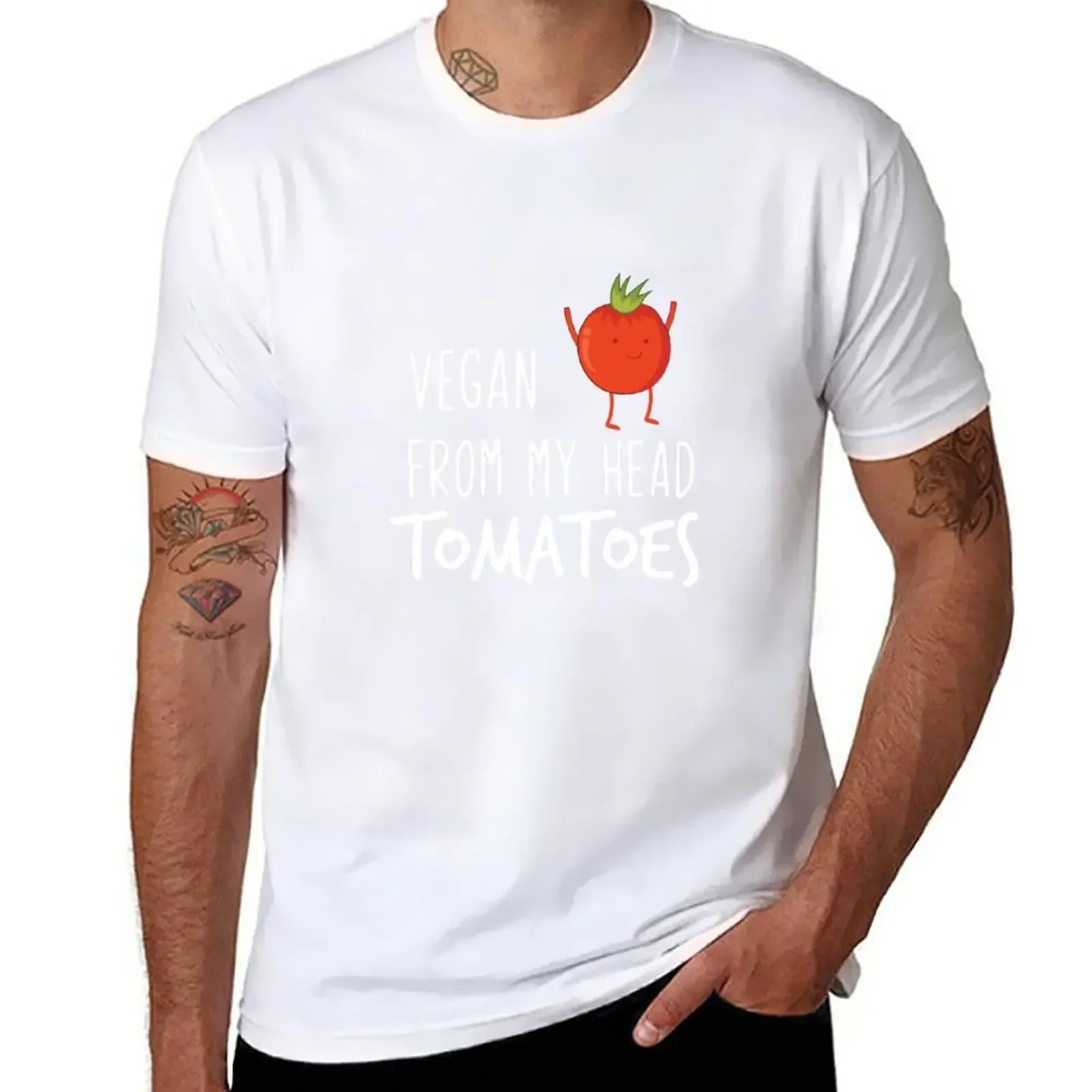 

Vegan From My Head Tomatoes T-Shirt Short sleeve tee new edition aesthetic clothes mens clothing