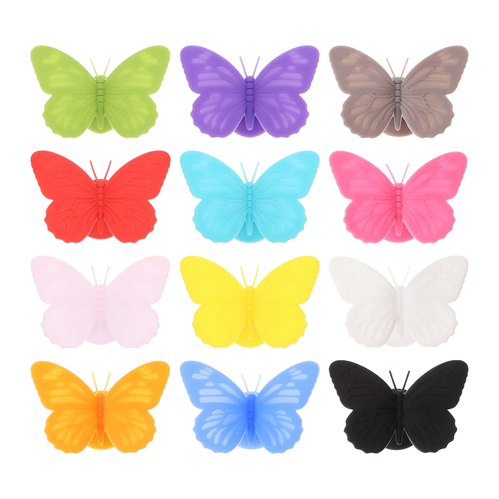 

Glass Cup Sign Stickers Silicone Butterfly-shaped Drink Markers Decorative Glass Glass Tags