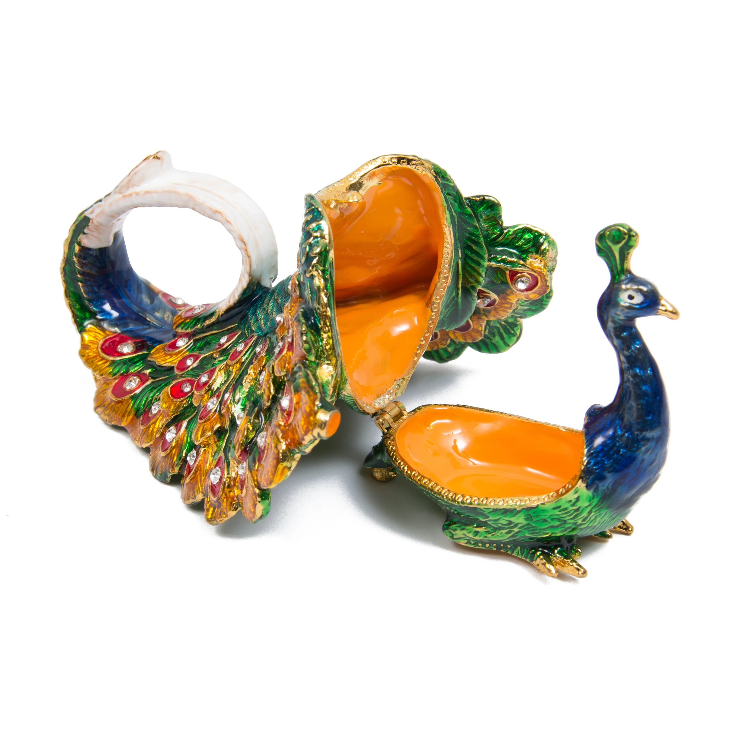 QIFU Unique Peacock Design Figurine Jewelry Trinket Box For Home Decor mini storage boxes