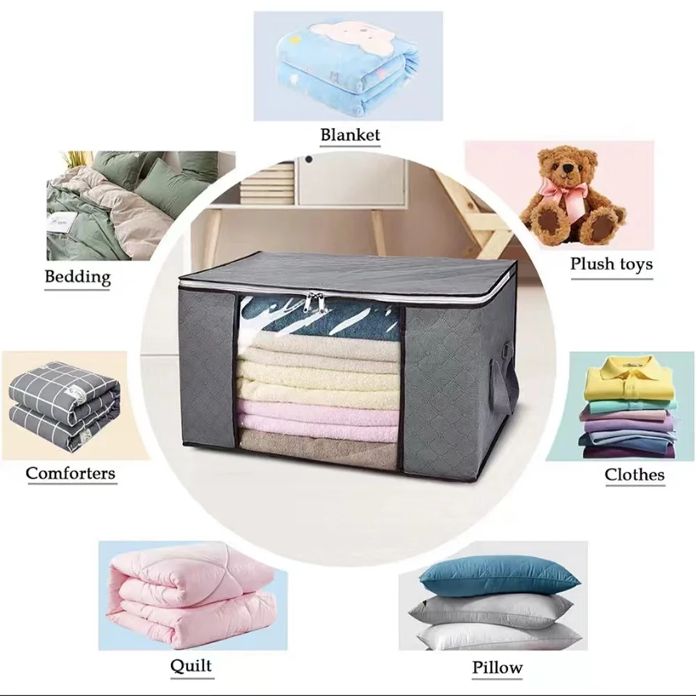 Quilt Clothes Storage Bag Big Capacity Blanket Sorting Bags Dustproof Closet Storage Non-woven Multi-functional Organizer