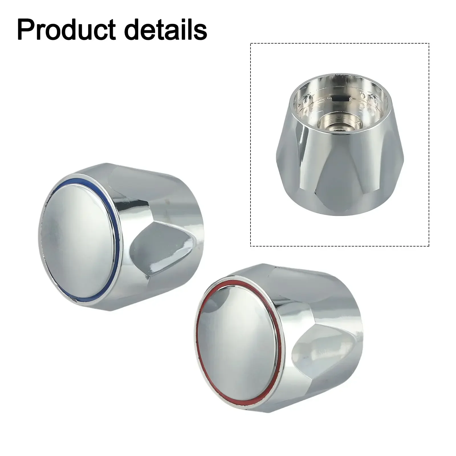 2pcs Hot Cold Tap Top Head Faucet Cover Chrome Plated Replacement Set Kitchen Bathroom Faucet Handle Home Improvement Parts