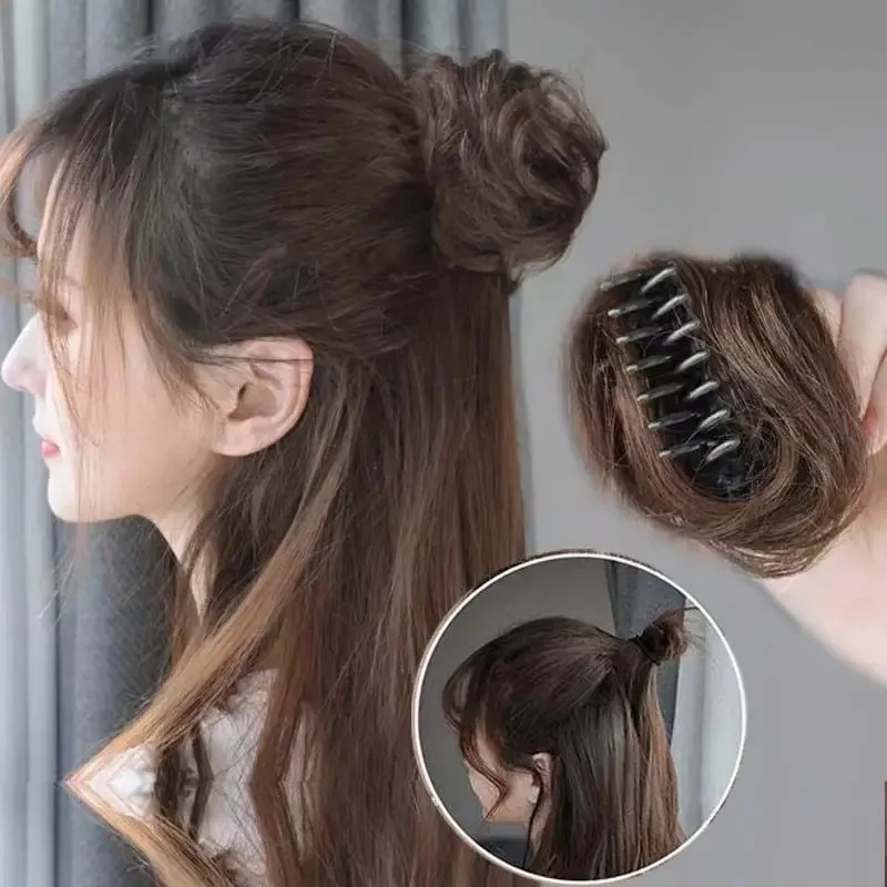 여성용 합성 헤어 번 헤어 클로 클립, 소녀용 볼 메이커 헤드 번 가발 스트레이트 클립