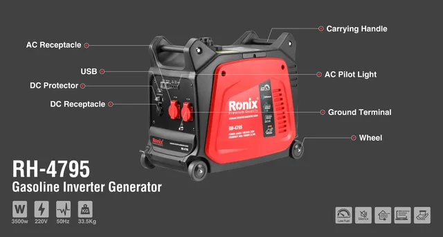 Ronix RH-4795 Model Gasoline Inverter Generator 220V 3500W 4stroke, air  cooled, OHV Engine - AliExpress