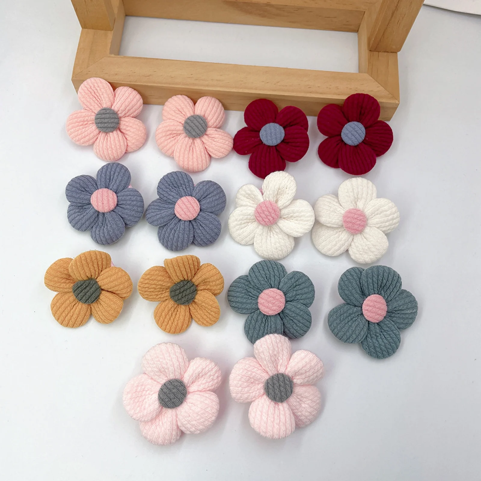 7/14Pcs Set Children Cute Fabric Flower Hair Clip Hair Accessories Sweet Girl Hairpins Baby Headdress Barrettes Kids Headwear