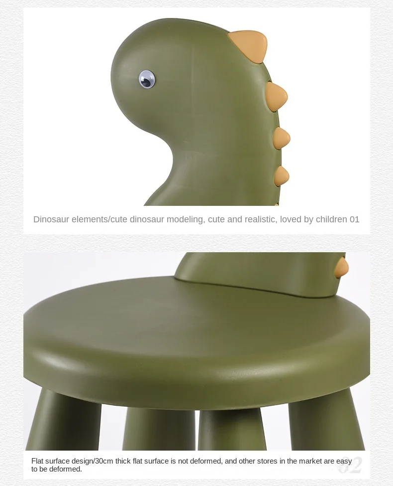 Children's Backrest Chair Home Thickened Non-slip Cartoon Creative Dinosaur Animal Baby Stool Dropshipping