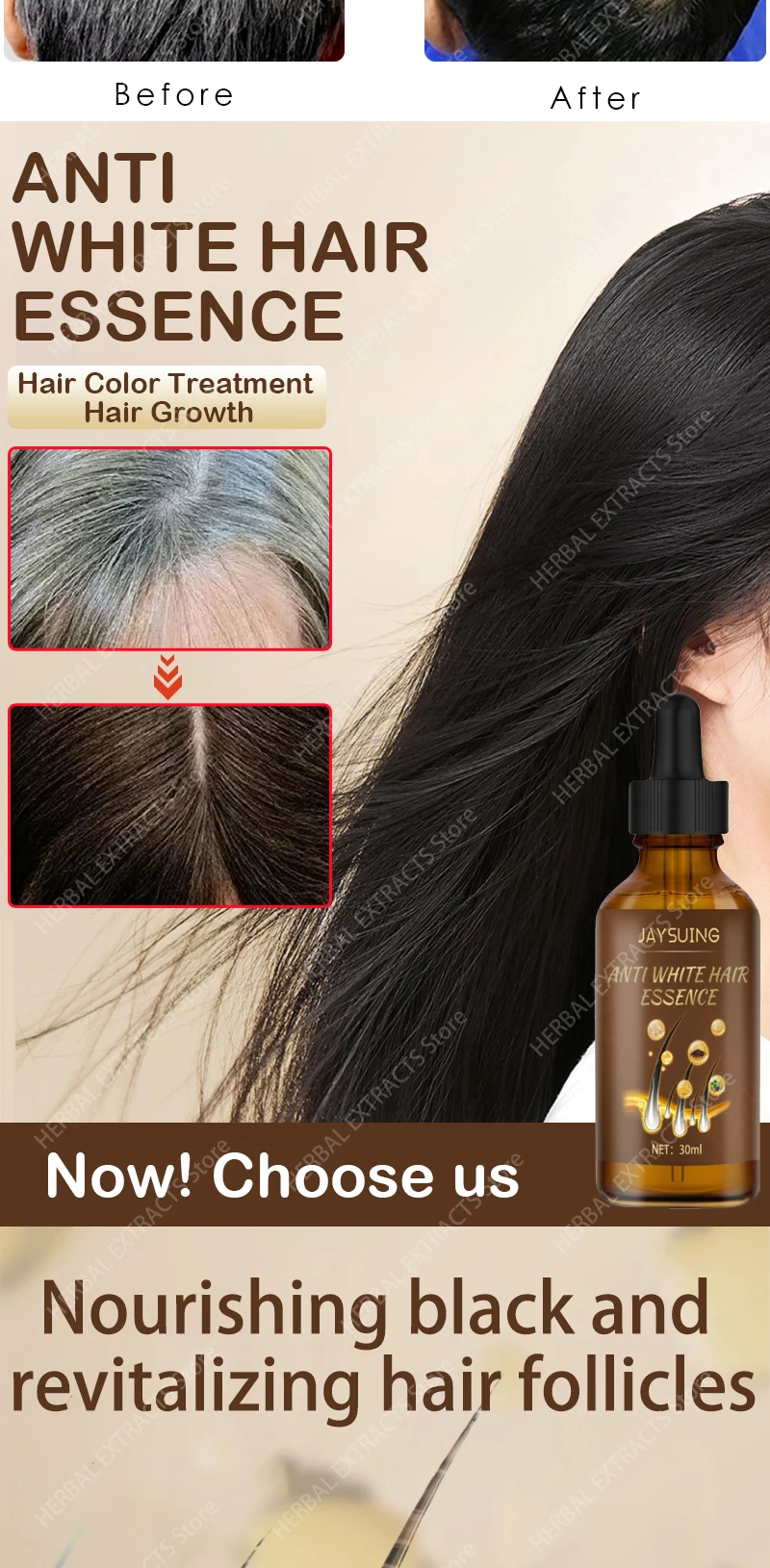 Description Picture 6 of itemAnti Gray Hair Serum White Darkening Natural Hair Color