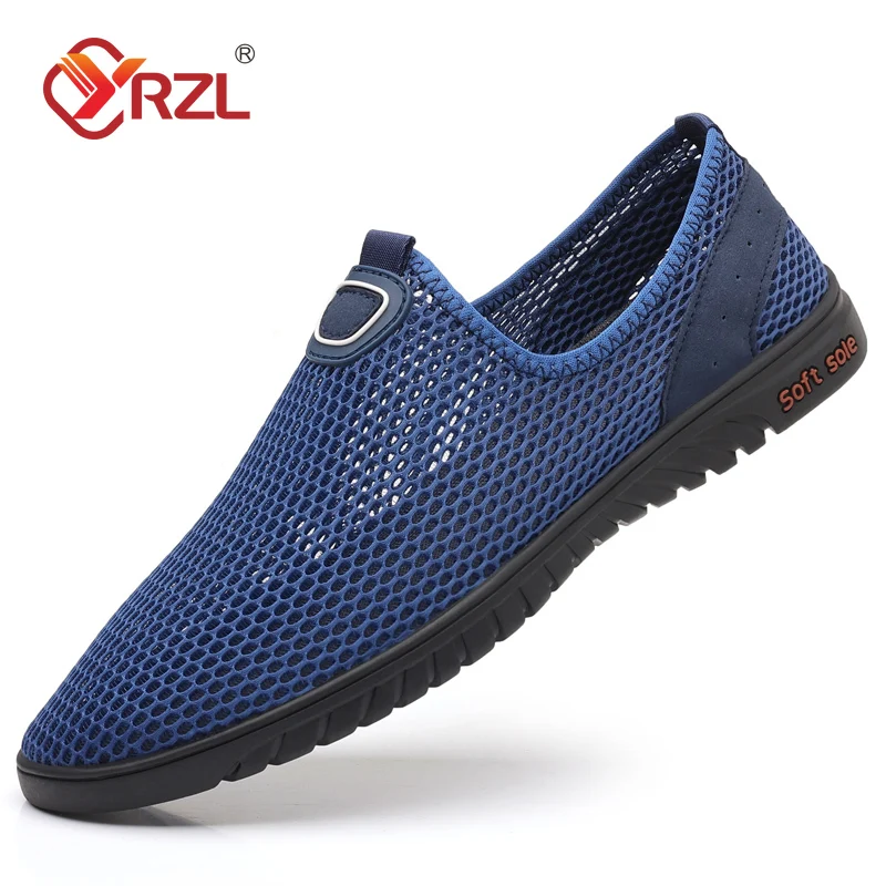 YRZL Summer Mesh Loafers for Men Fashion Casual Walking Shoes Breathable Mens Loafers Outdoor Comfortable Driving Shoes for Men