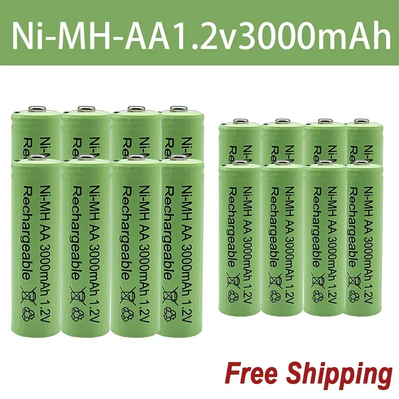 

2023 best-selling free shipping 100% new 1.2V battery 3000Mah Ni-MH AA rechargeable battery, suitable for camera microphone toys