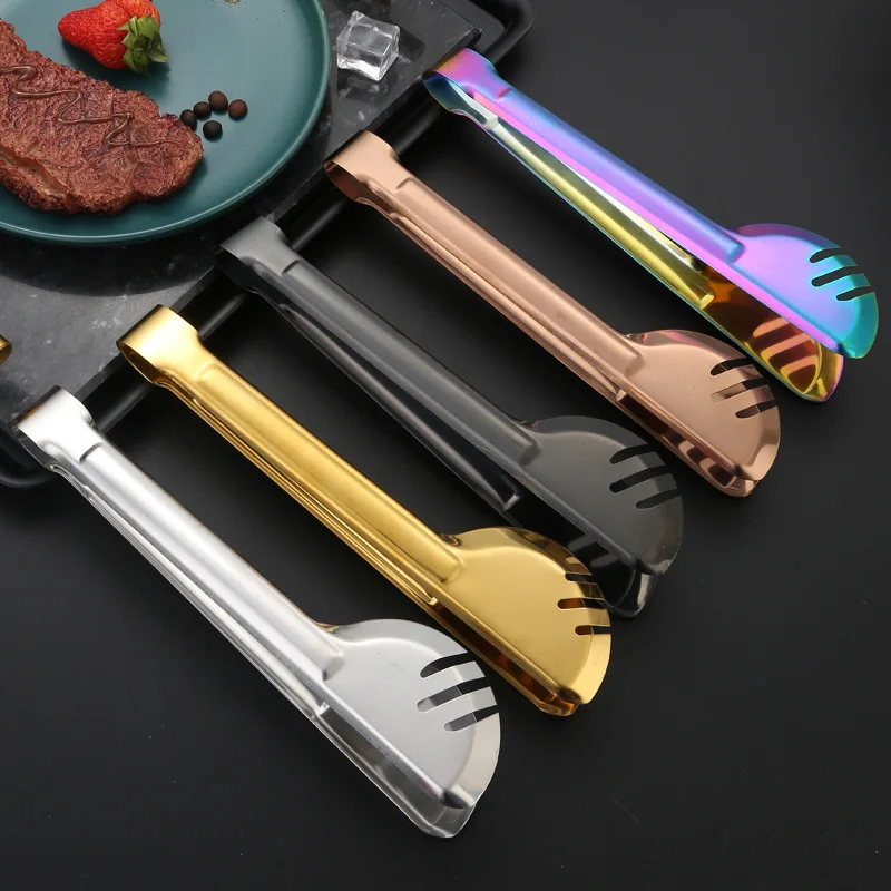 Stainless Steel Non-Stick Food Tongs Salad Beef Clamp Outdoor BBQ Clips Home Cooking Utensils