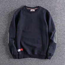 

Plus Velvet Warm Sleeves Stitching Crewneck Sweatshirt Autumn and Winter Youth All-match Casual Wear Harajuku Lounge Wear