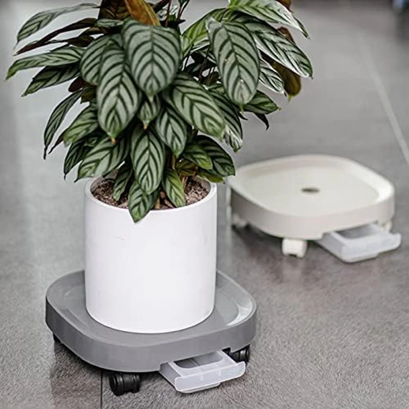 Plant Pallet Caddy,Plant Stand With Wheels And Water Container, Flower Pot Dolly, Round Flower Pot With Roll