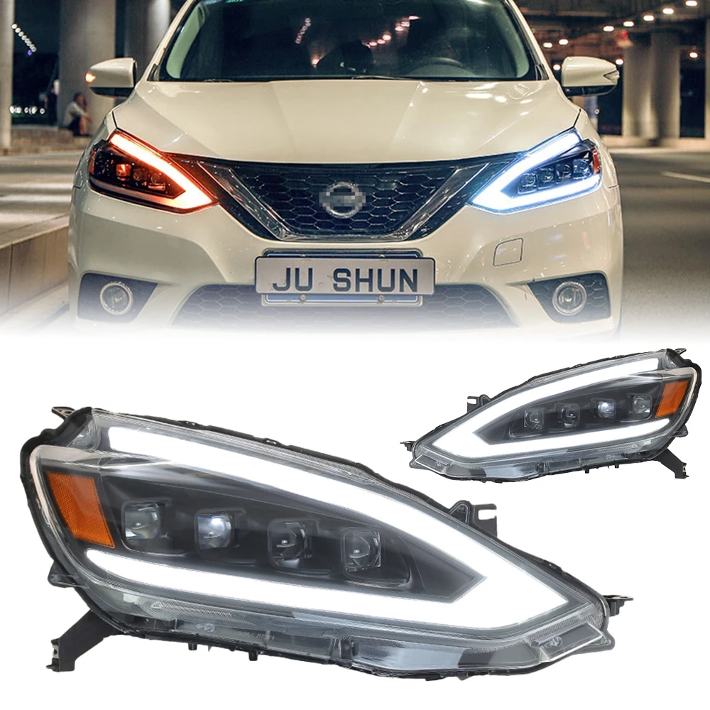 Car For Nissan Sylphy 2016–2019 Sentra Headlights DRL Hella LED Bi Xenon Bulb Fog Lights Car Accessory Head Lamp