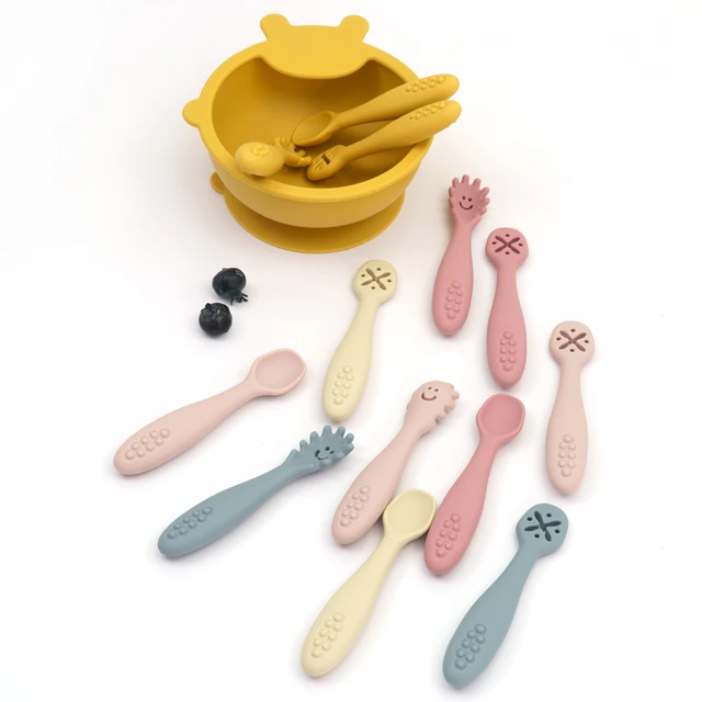 Silicone Toddler Feeding Tableware, Silicone Training Cutlery