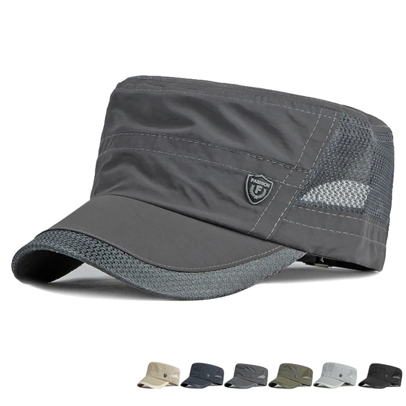 Quick Dry Flat Hats for Men Women Summer Flat Top Baseball Caps Male Outdoor Sun Cap Breathable Mesh Hat Casquette Adjustable baseball cap flat cap