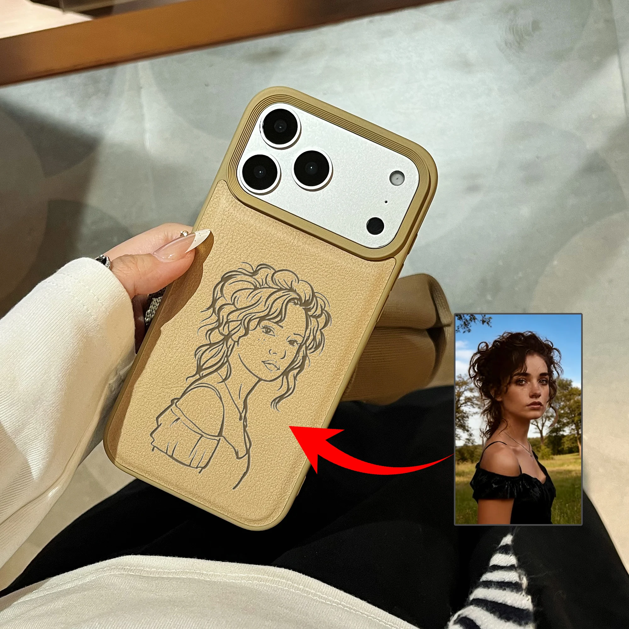 Custom Photo Image Converted to Minimalist Line Style Phone Case