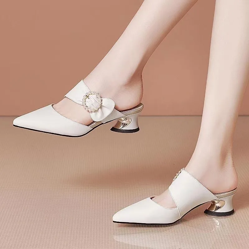 New 4cm Women Slip On Elegant Dress Shoe Pointed Toe Shoe photo