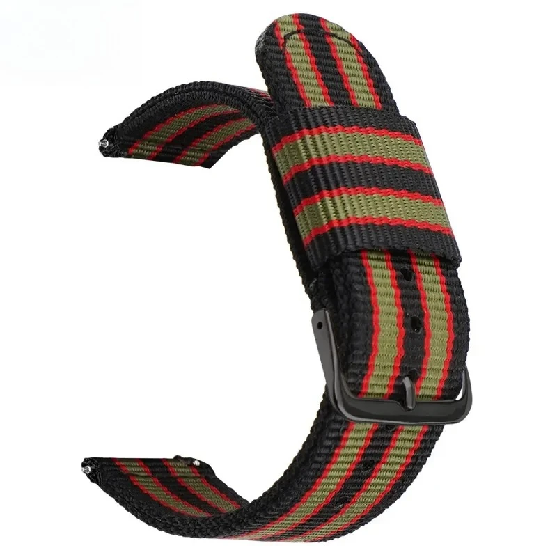 Universal Striped Nylon Canvas Watch Strap with Quick Release - Unisex, Multiple Sizes