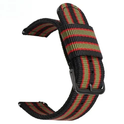 Universal Striped Nylon Canvas Watch Strap with Quick Release - Unisex, Multiple Sizes - 22mm (22 black)