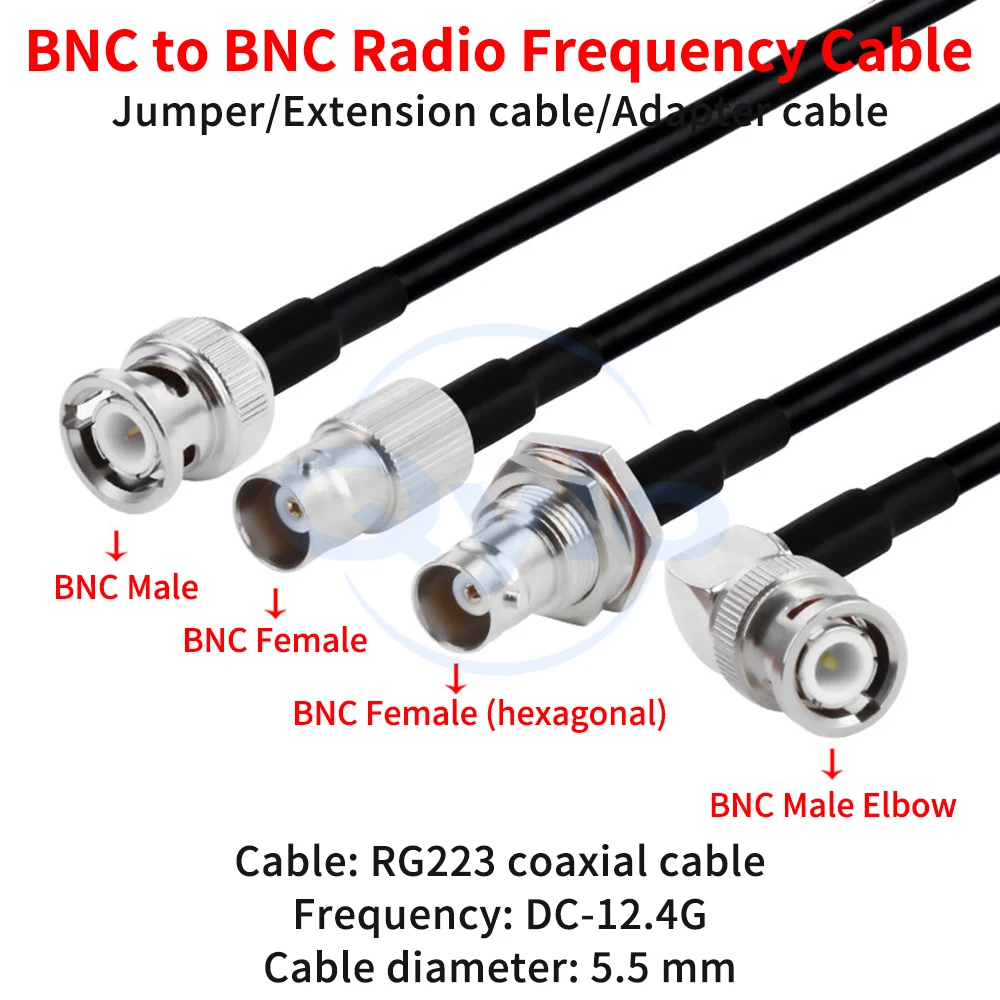 BNC auf BNC Stecker-Buchse RG223 doppelt geschirmtes HF-Kabel Q9 Adapterkabel BNC auf BNC-Verlängerungskabel (1 Stück)