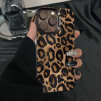 Leopard Print Phone Case For iPhone 16 13 15 14 11 12 17 Pro Max 16 Pro Max Shockproof Bumper Armour IMD Cover Funda Coque Shell 1