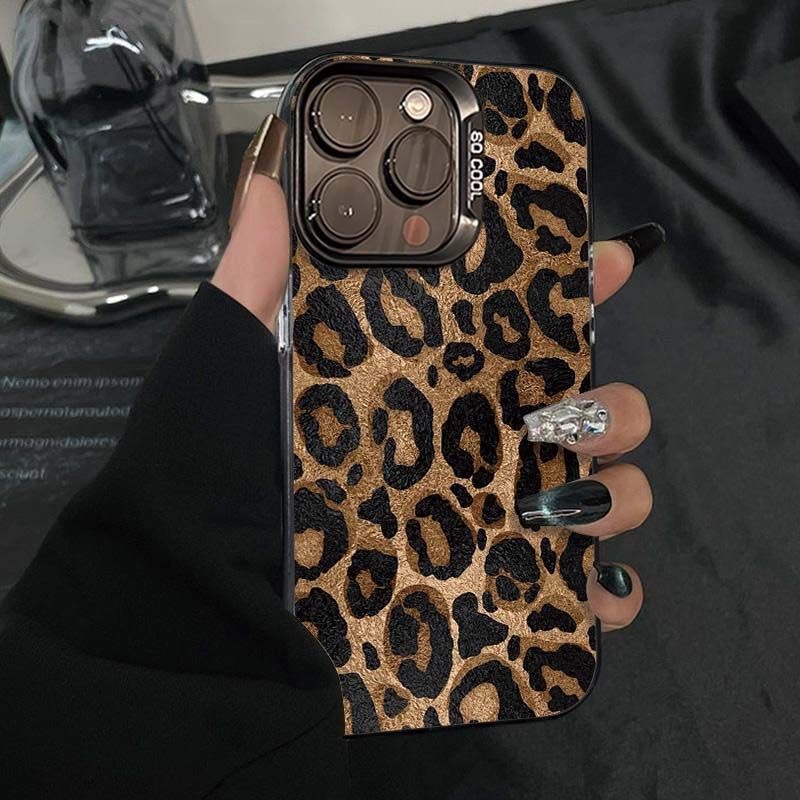Leopard Print Phone Case For iPhone 16 Pro Max Case Funda iPhone 13 11 12 15 14 Pro Max Shockproof Bumper Armour IMD Back Cover