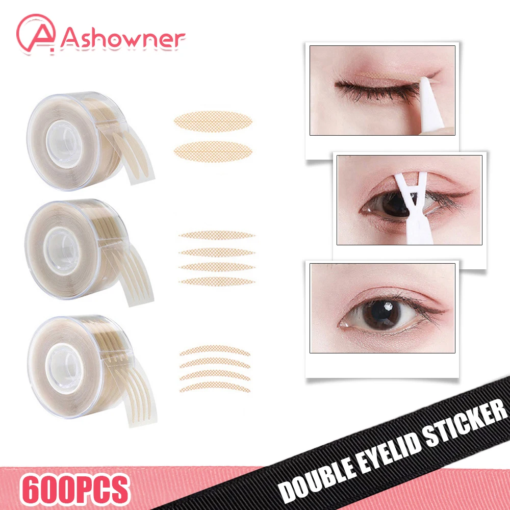 600pcs Invisible Double Eyelid Sticker Lace Eye Lift Strip Transparent