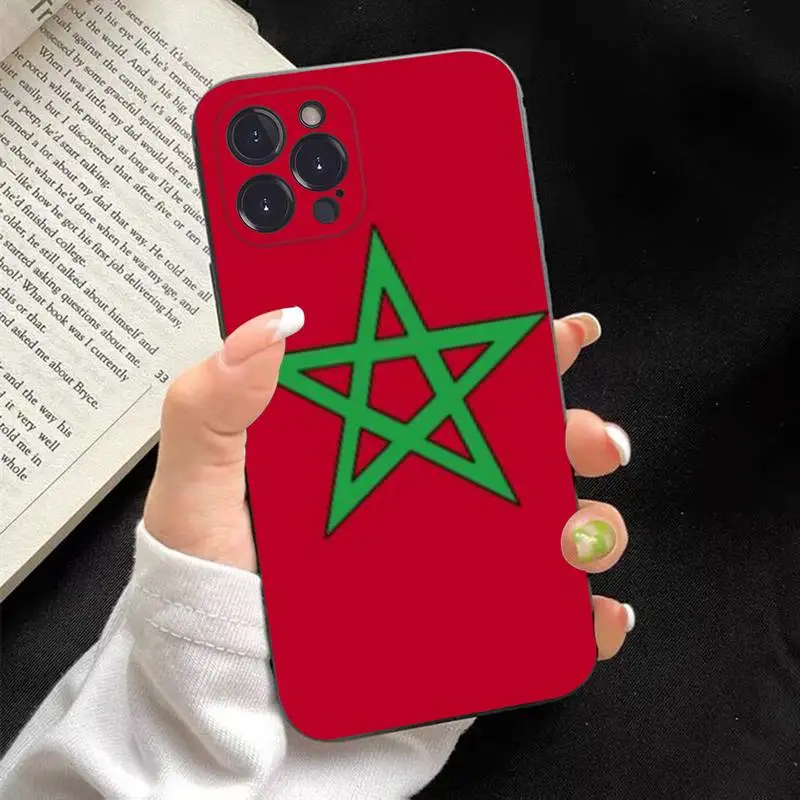 thumbnail image 1 of Funda de silicona suave con bandera de Marruecos para iPhone 14, 13, 12, 11 Pro, Mini, XS, MAX, 8, 7, 6 Plus, X, XS, XR, 1 of 5